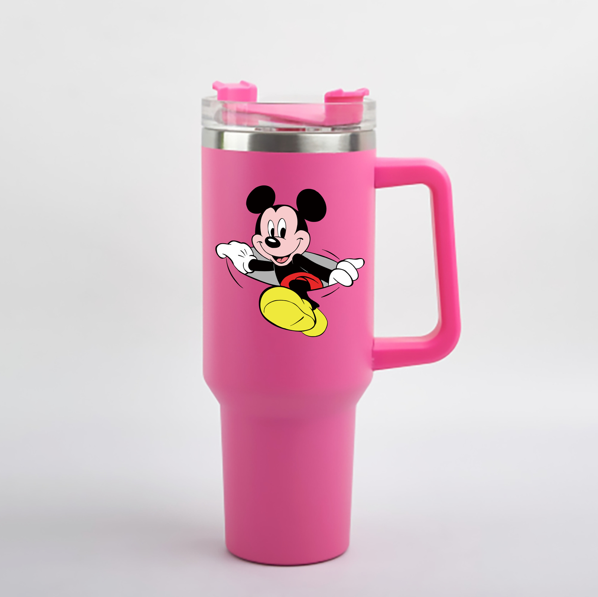 （画像用） ミッキーマウス Mickey Mouse 1200mL車用タンブラー - クリスタルステッカー（プラスチックストロー付き）
